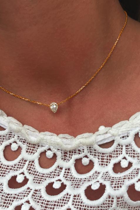 Chain necklace with 0.43ct diamonds in rose gold prong setting - Redline - 0++