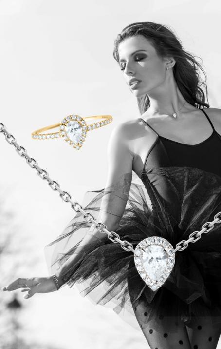 Chain necklace with 0.43ct diamonds in white gold prong setting - Redline - 0++