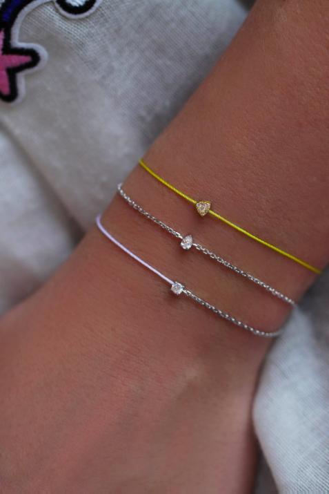 String bracelet with 0.05ct diamond in yellow gold prong setting - Redline - 0++