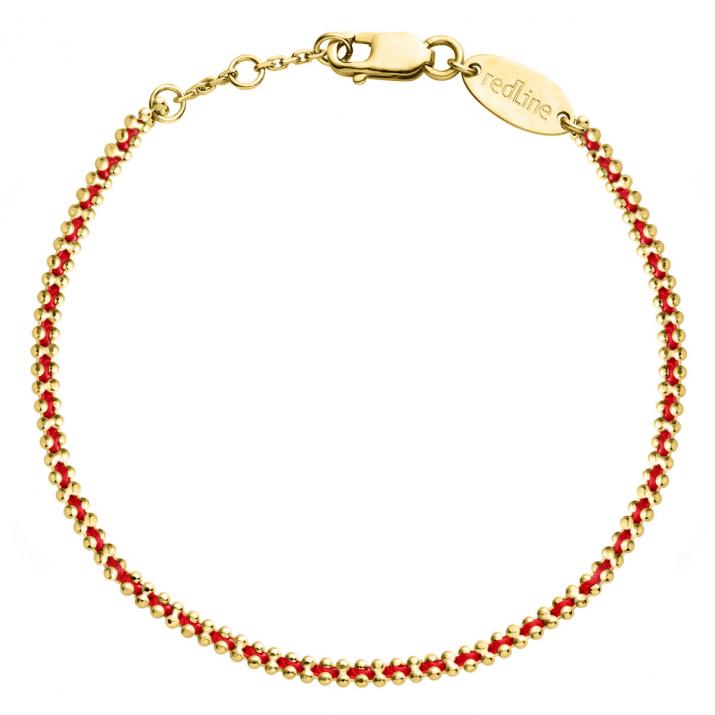 Entwined string and chain bracelet in yellow gold - Redline - 0++