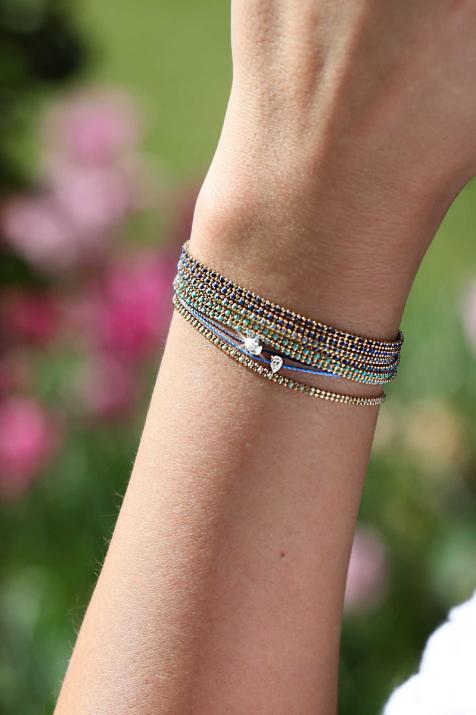 Multi string bracelet with yellow gold clasp - Redline - 0++