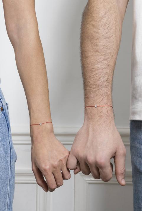 ホワイトゴールド製ベゼルセッティングの0.1ctダイヤモンド付きストリングブレスレット - Redline - 0++