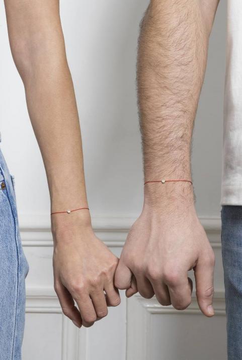 String bracelet with 0.1ct diamond in yellow gold bezel setting - Redline - 0++