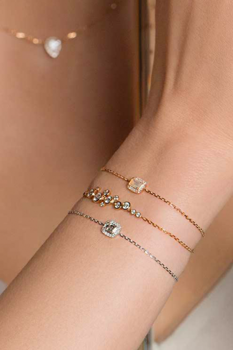 Chain bracelet with 0.65ct diamonds in white gold bezel setting - Redline - 0++