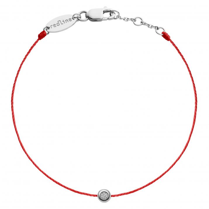 String bracelet with 0.02ct diamond in white gold bezel setting - Redline - 0++