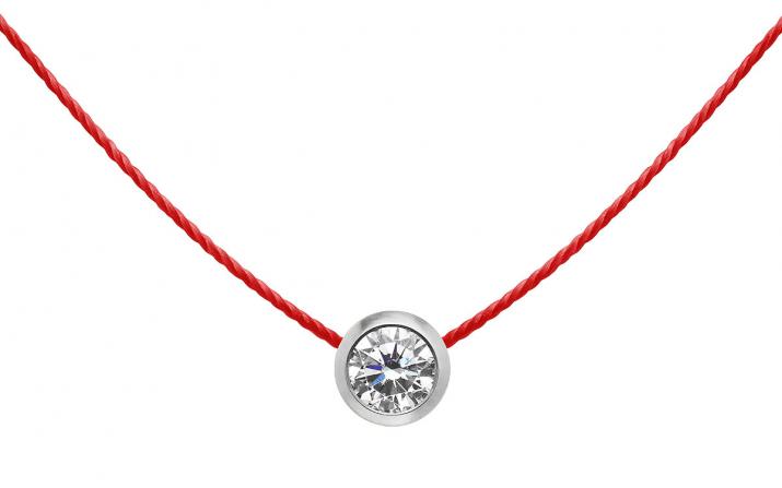String necklace with 0.2ct diamond in white gold bezel setting - Redline - 0++