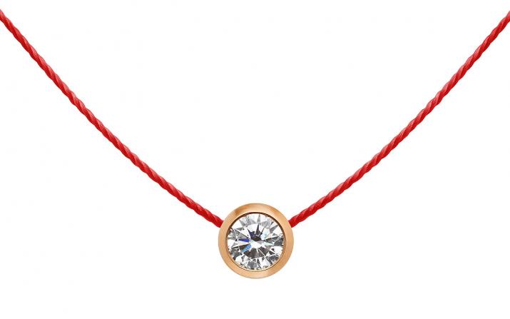 String necklace with 0.2ct diamond in rose gold bezel setting - Redline - 0++