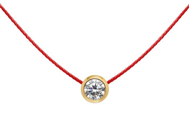 String necklace with 0.2ct diamond in yellow gold bezel setting - Redline - 0++