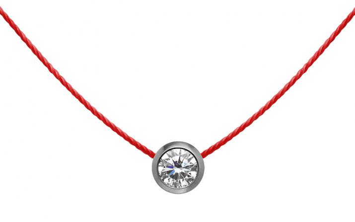 String necklace with 0.2ct diamond in black gold bezel setting - Redline - 0++
