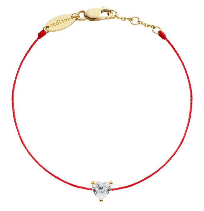 String bracelet with 0.2ct heart shaped diamond in yellow gold prong setting - Redline - 0++