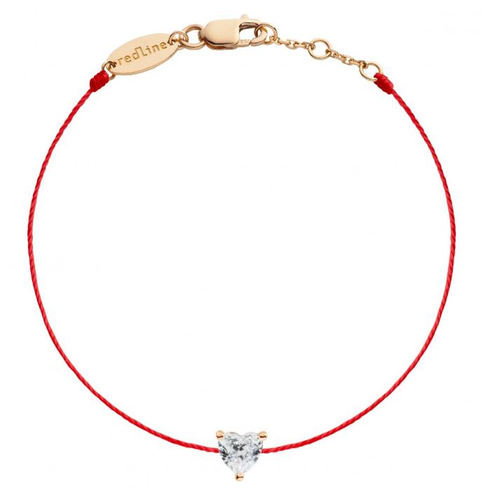 String bracelet with 0.2ct heart shaped diamond in rose gold prong setting - Redline - 0++