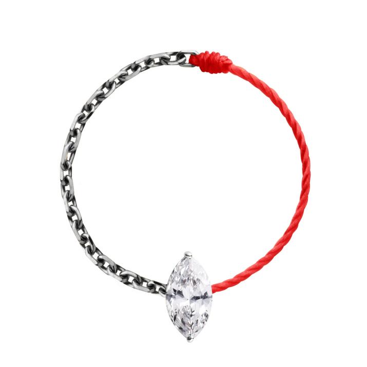 String-Chain Ring for Women with 0.20ct Marquise Diamond in Black Gold Prong Setting - Redline