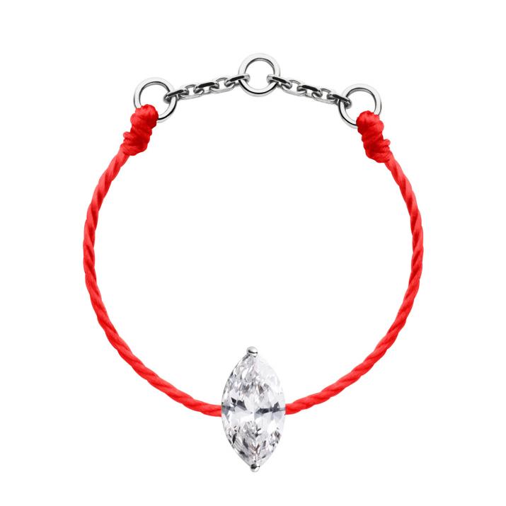 String ring with 0.2ct marquise cut diamond in white gold prong setting - Redline - 0++