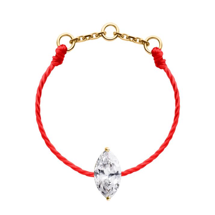 String ring with 0.2ct marquise cut diamond in yellow gold prong setting - Redline - 0++