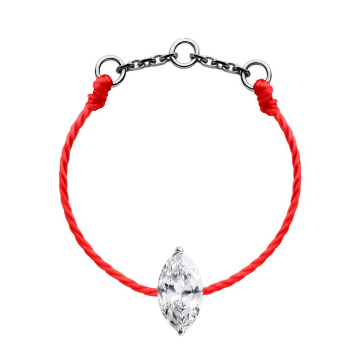 String ring with 0.2ct marquise cut diamond in black gold prong setting - Redline - 0++