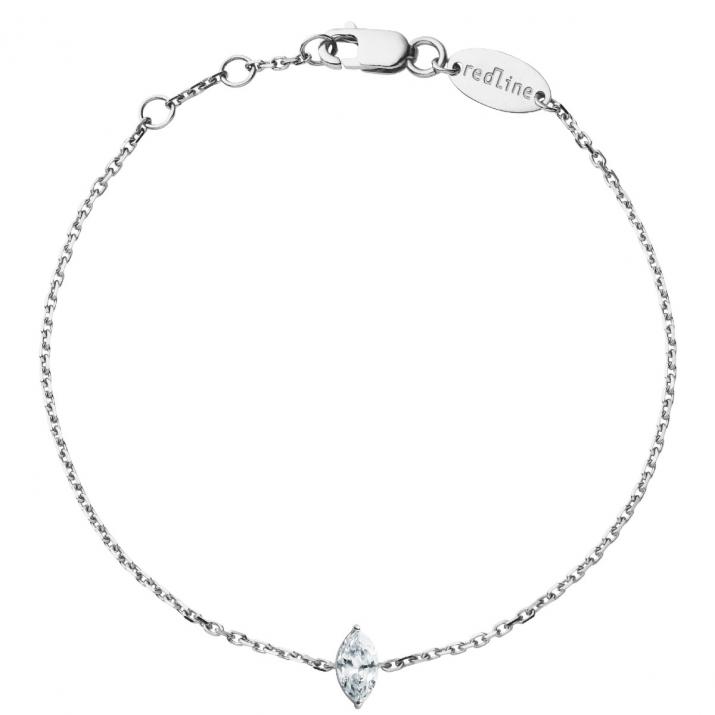 Chain bracelet with 0.2ct marquise cut diamond in white gold prong setting - Redline