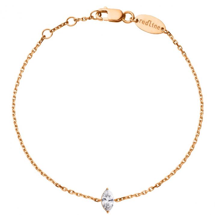 Chain bracelet with 0.2ct marquise cut diamond in rose gold prong setting - Redline