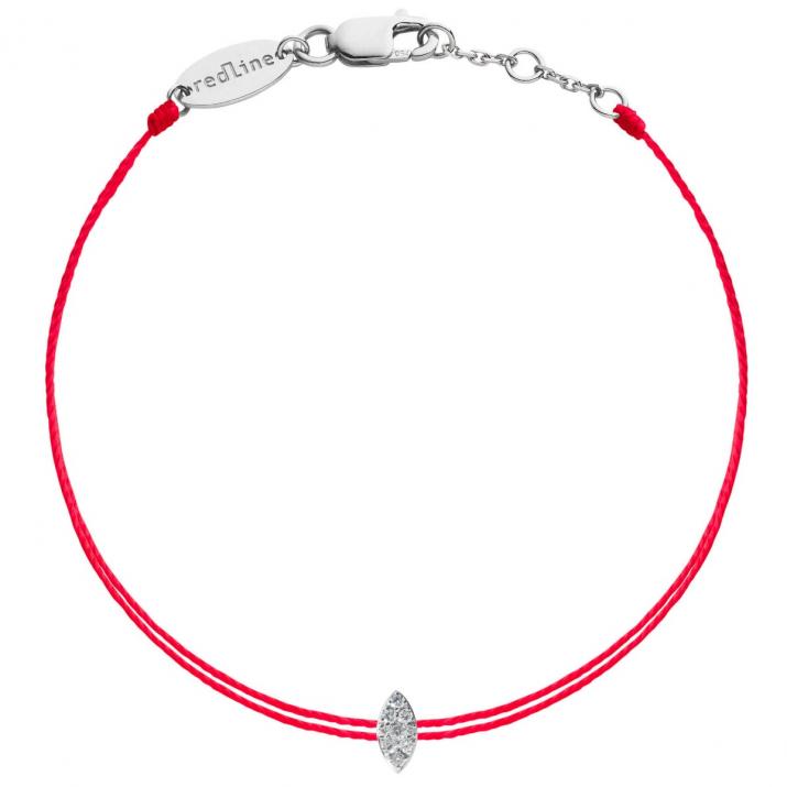 String bracelet with 0.05ct diamond in white gold prong setting - Redline - 0++
