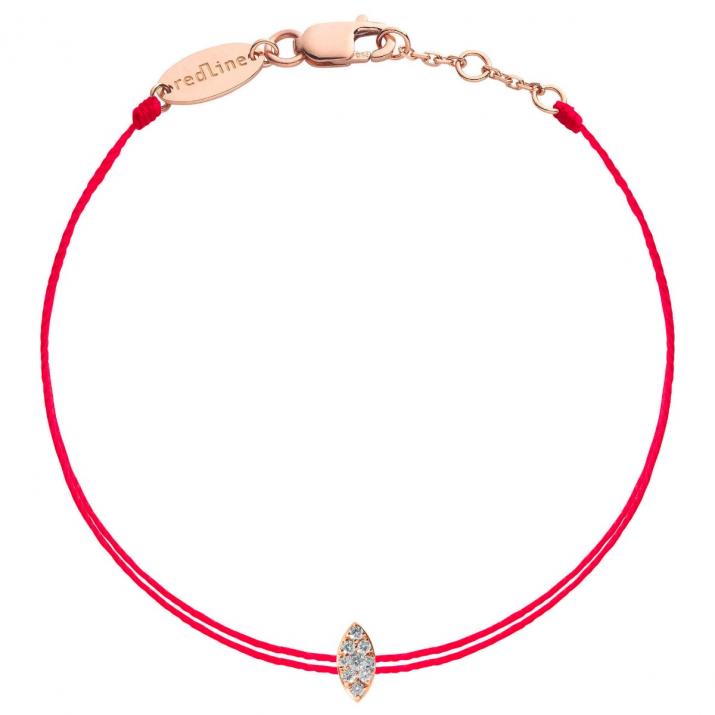 String bracelet with 0.05ct diamond in rose gold prong setting - Redline - 0++