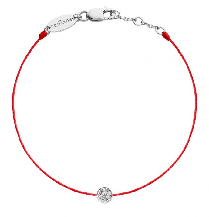 String bracelet with 0.05ct diamond in white gold prong setting - Redline - 0++