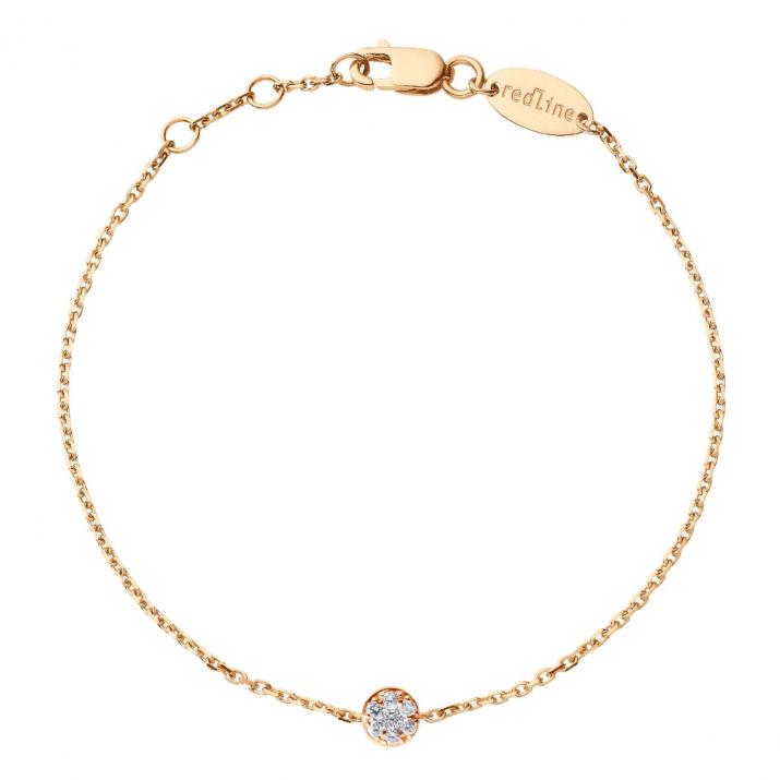 Chain bracelet with 0.05ct diamond in rose gold prong setting - Redline
