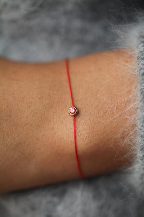 Pure Red Saphir bracelet Diamond in Yellow Gold and String Redline Jewelry - Redline