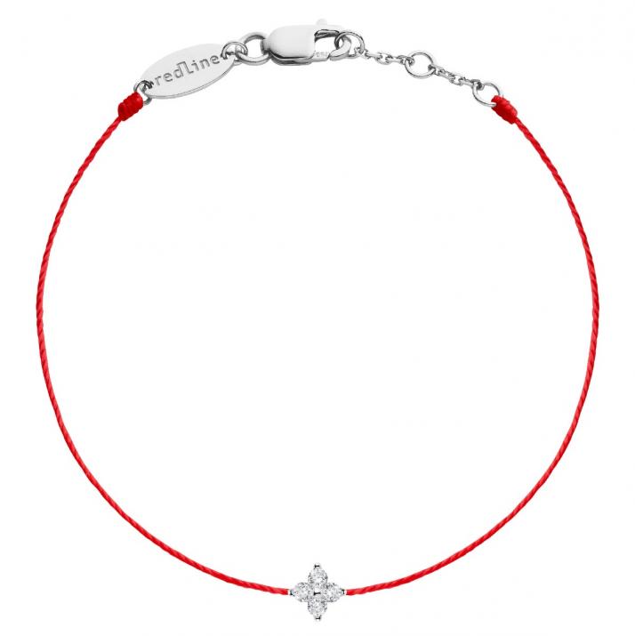String bracelet with 4 diamonds on a star in white gold - Redline - 0++