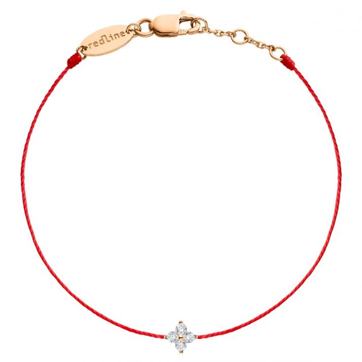 String bracelet with 4 diamonds on a star in rose gold - Redline - 0++