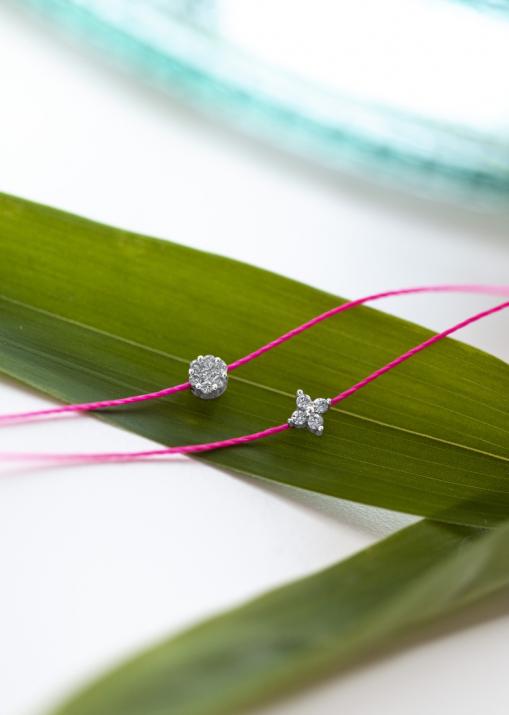 String bracelet with 4 diamonds on a star in white gold - Redline - 0++