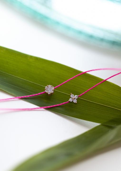 String bracelet with 4 diamonds on a star in rose gold - Redline - 0++