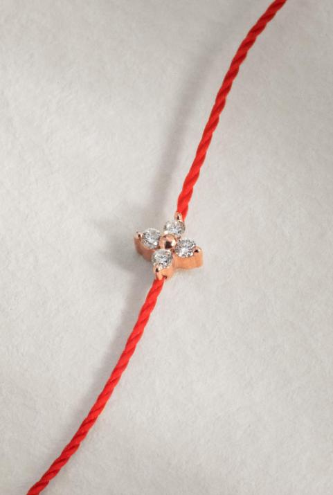 String bracelet with 4 diamonds on a star in rose gold - Redline - 0++