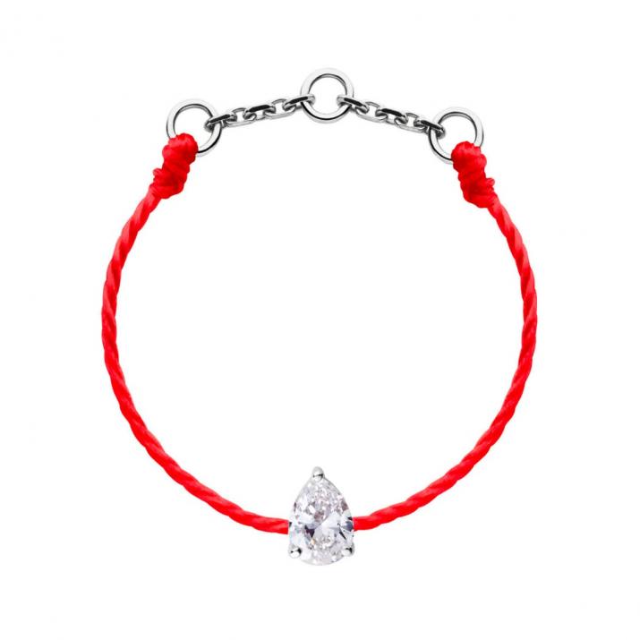 String ring with 0.1ct pear shaped diamond in white gold prong setting - Redline - 0++