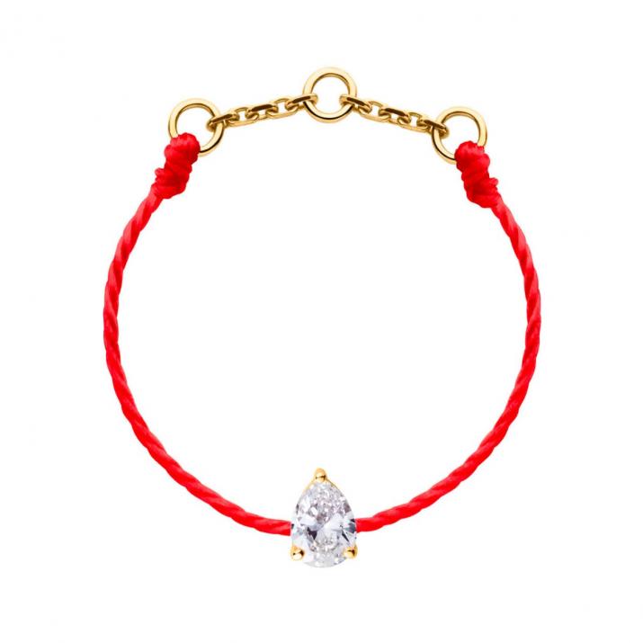 String ring with 0.1ct pear shaped diamond in yellow gold prong setting - Redline - 0++