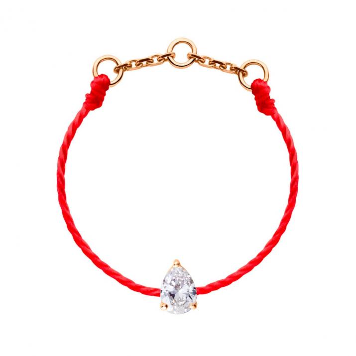 String ring with 0.1ct pear shaped diamond in rose gold prong setting - Redline - 0++