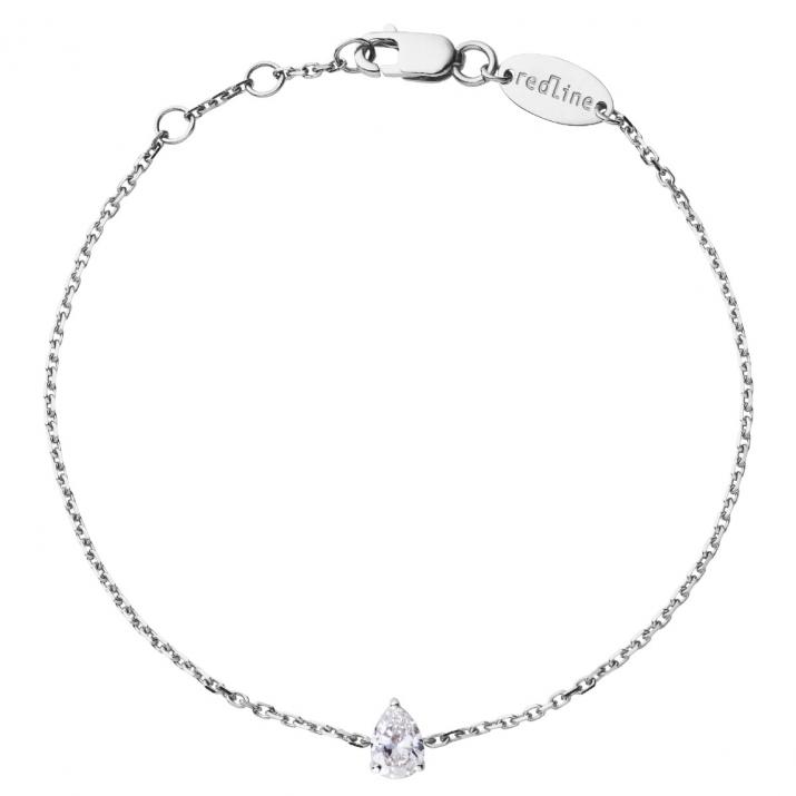 Chain bracelet with 0.2ct pear shaped diamond in white gold prong setting - Redline