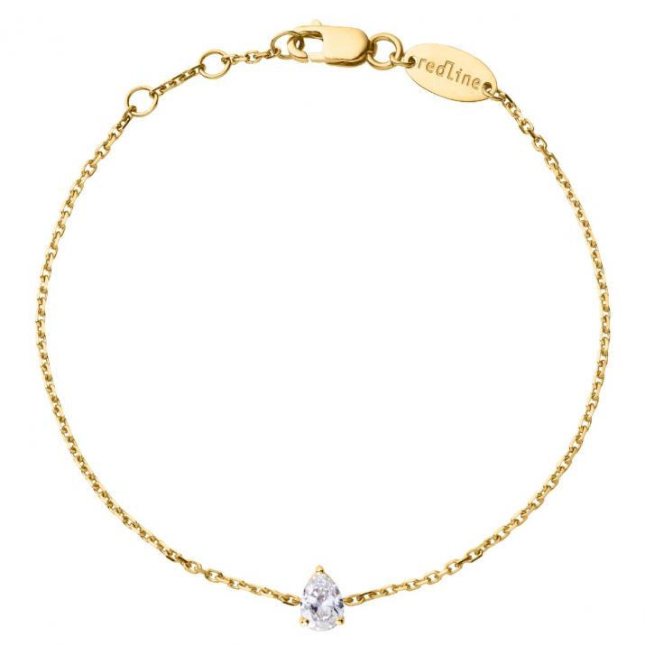 Chain bracelet with 0.2ct pear shaped diamond in yellow gold prong setting - Redline