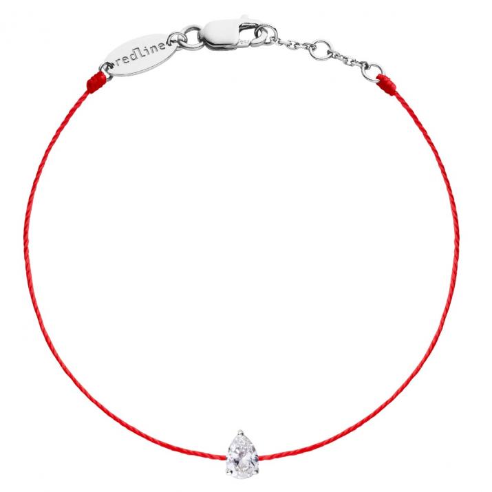 String bracelet with 0.2ct pear shaped diamond in white gold prong setting - Redline - 0++