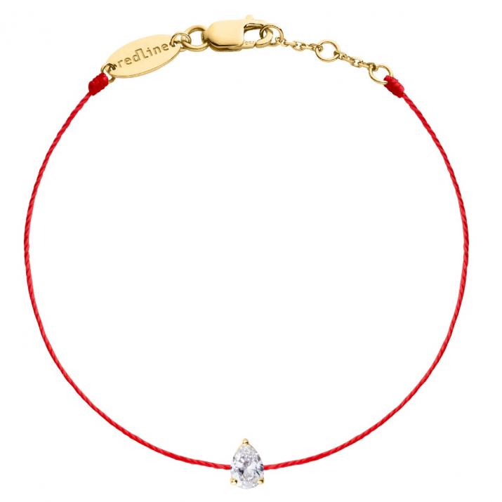 String bracelet with 0.2ct pear shaped diamond in yellow gold prong setting - Redline - 0++