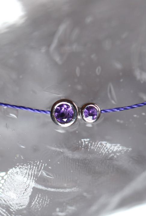 Infinite Amethyst string Bracelet in White Gold - Redline